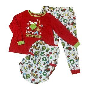 Grinch Pajama Matching Dog Gown Set Christmas Shirt Pant 3 Piece Red Fleece XL